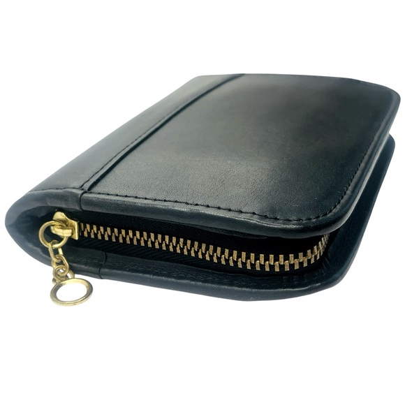 Vintage Coach Zip Around Compact Clutch 6901 Black Leather Wallet Organizer - Picture 3 of 16